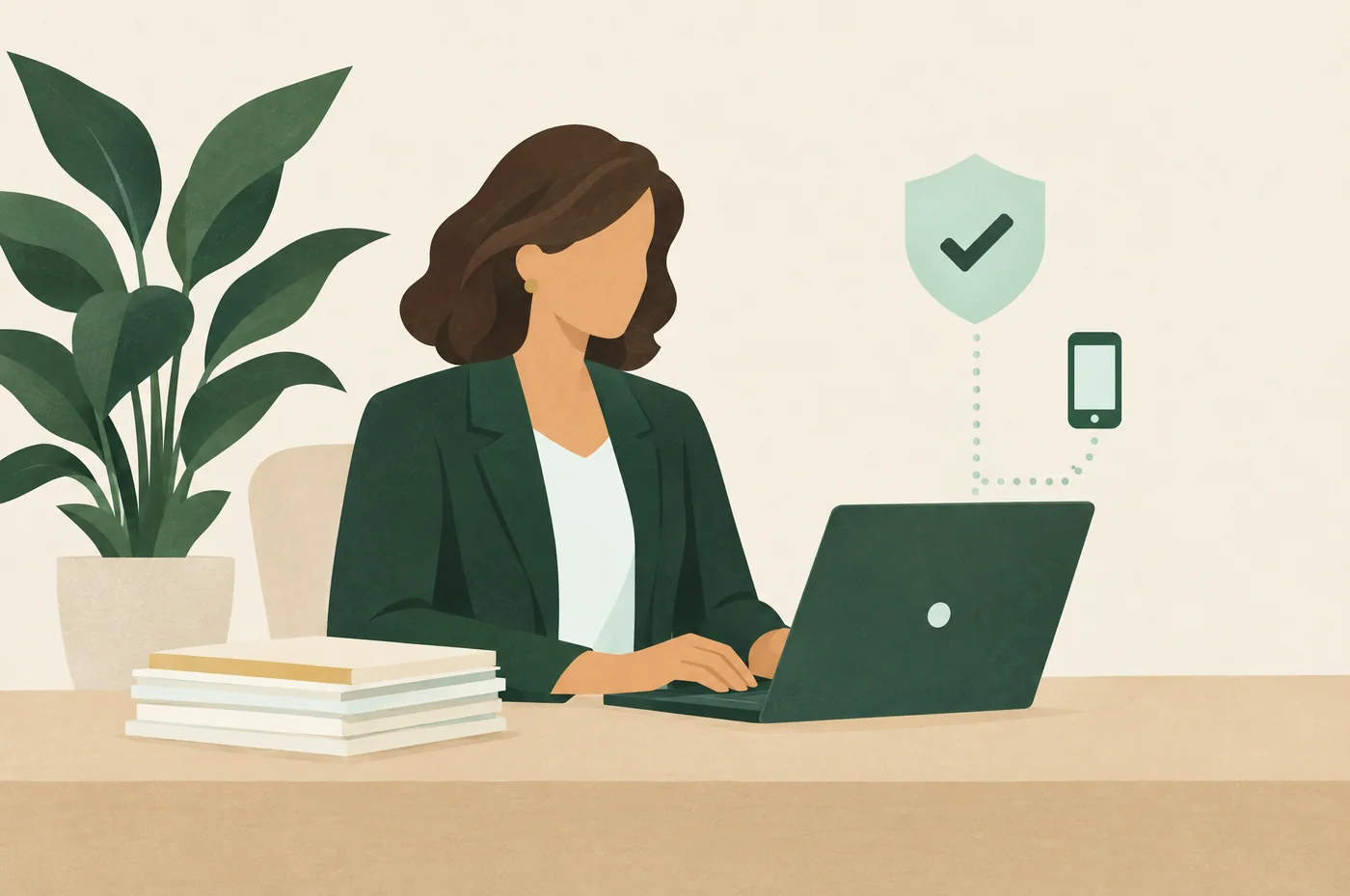 Illustration of a woman signing up for Title Barrier on her laptop